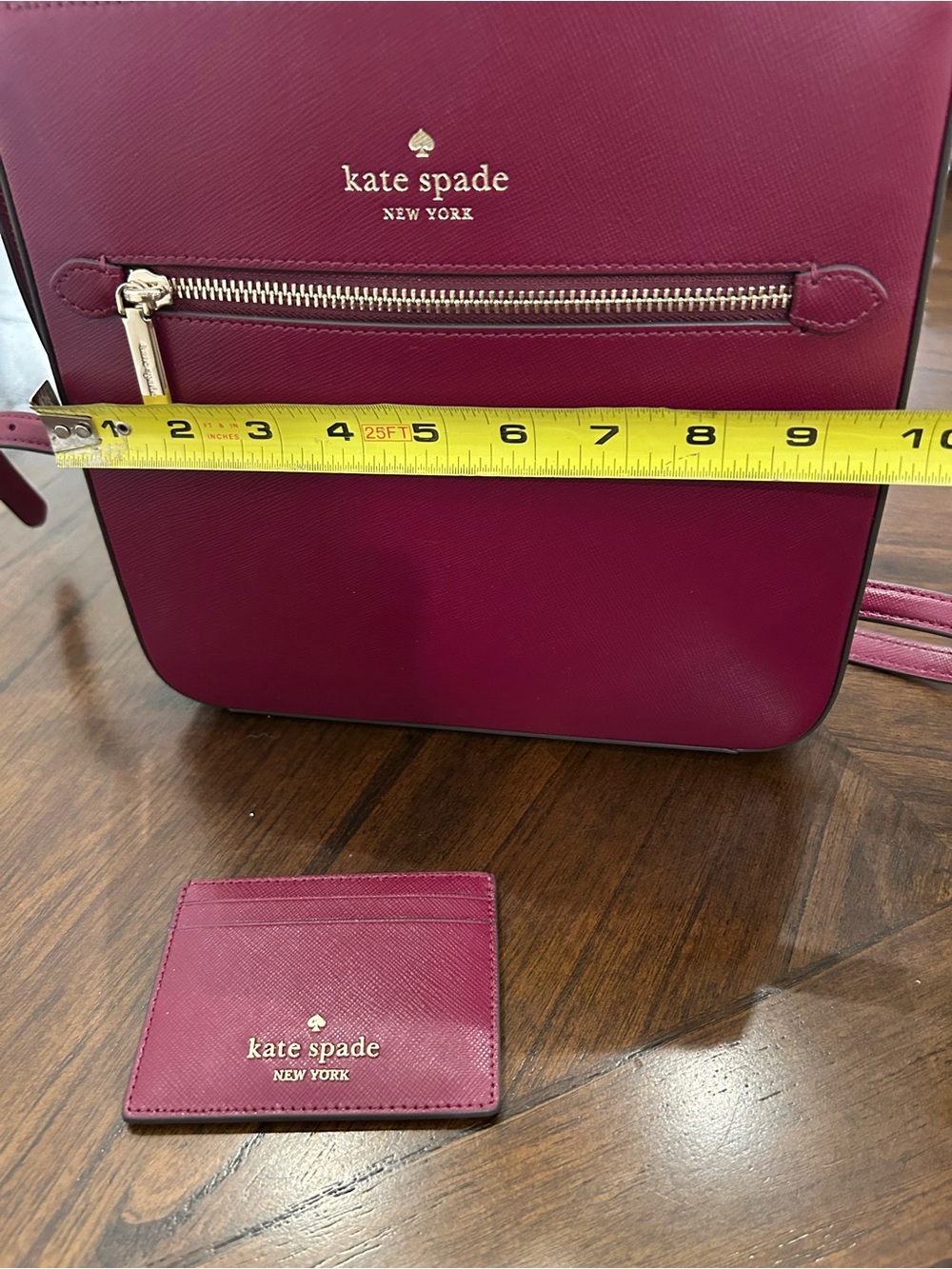 Burgundy Kate Spade purse with matching mini-wallet. - Picture 11 of 12